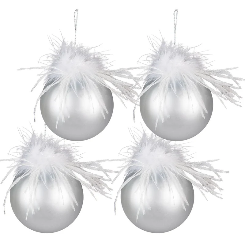 Weihnachtskugel Silber, Weiß Set 4? 10x10cm