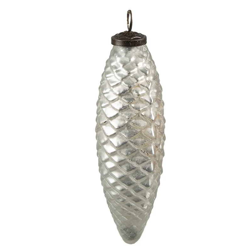 Weihnachtskugel XL Silberfarben, Glas Ø 7x23 cm