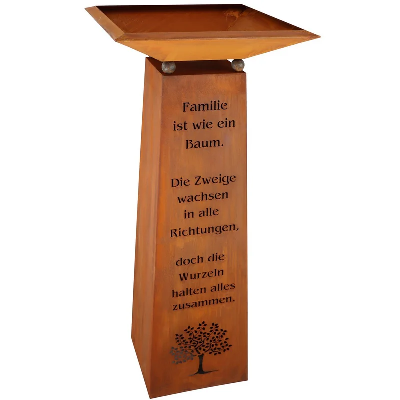 Edelrost Säule mit Familien Spruch | Wohndeko für Haus und Garten | verschiedene Varianten