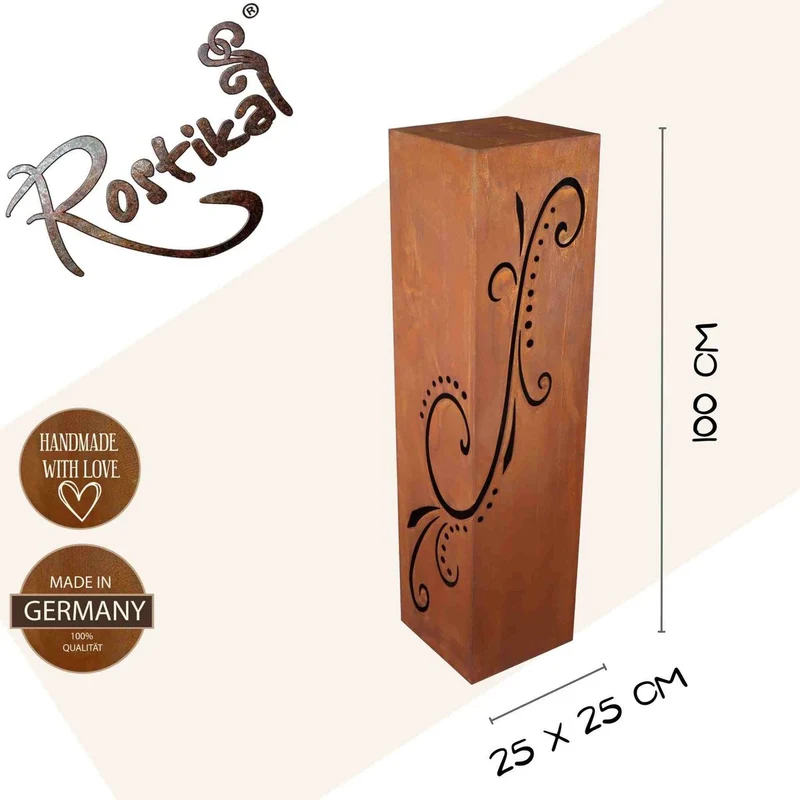 Rostdeko Säule "Didra" | Dekosäule mit Ornamenten für Garten oder als Wohndeko |