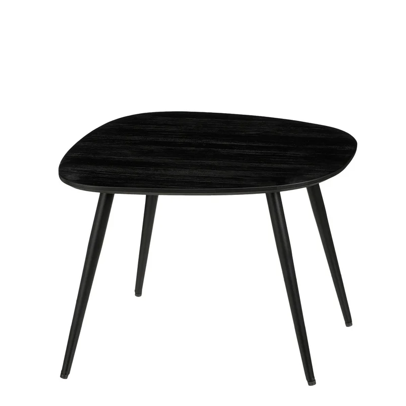 Jailey Beistelltisch – 3er-Set – L62 x B52 x H34 cm – recyceltes Holz – Schwarz