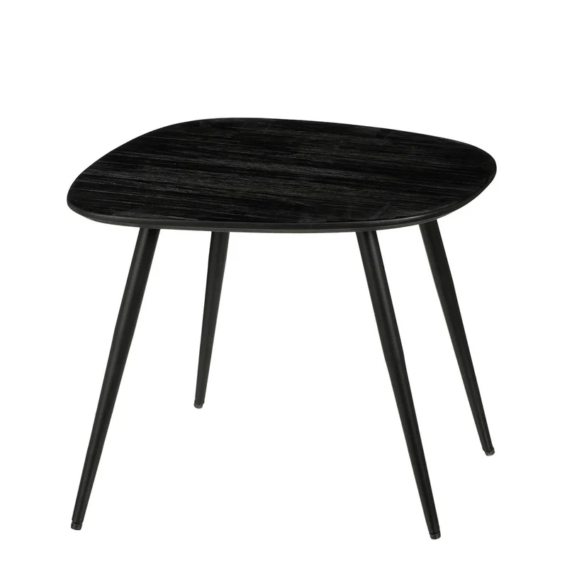 Jailey Beistelltisch – 3er-Set – L62 x B52 x H34 cm – recyceltes Holz – Schwarz