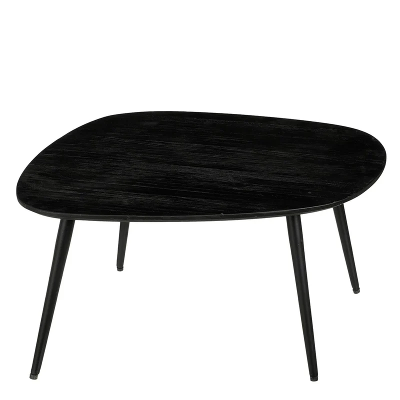 Jailey Beistelltisch – 3er-Set – L62 x B52 x H34 cm – recyceltes Holz – Schwarz