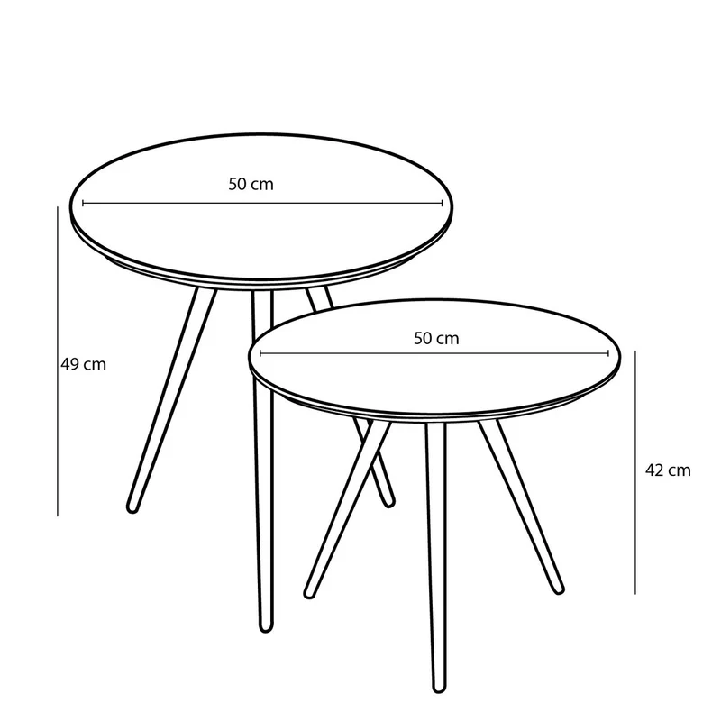 Jailey Beistelltisch – 2er-Set – H49 x Ø50 cm – Recyceltes Holz – Braun