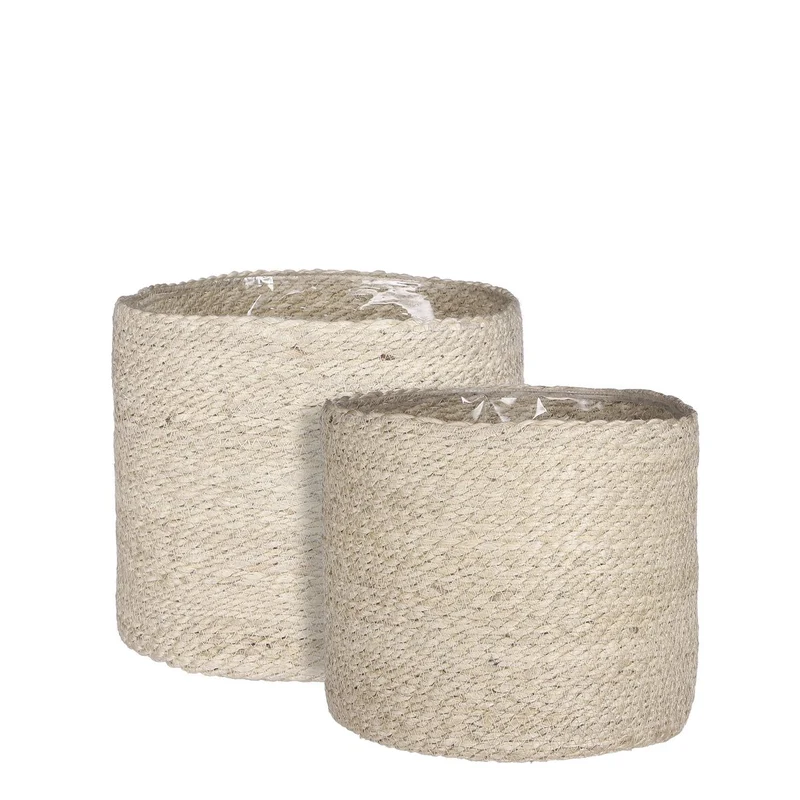 Atlantic Pflanzkorb – 2er-Set – H26 x Ø30 cm – Creme