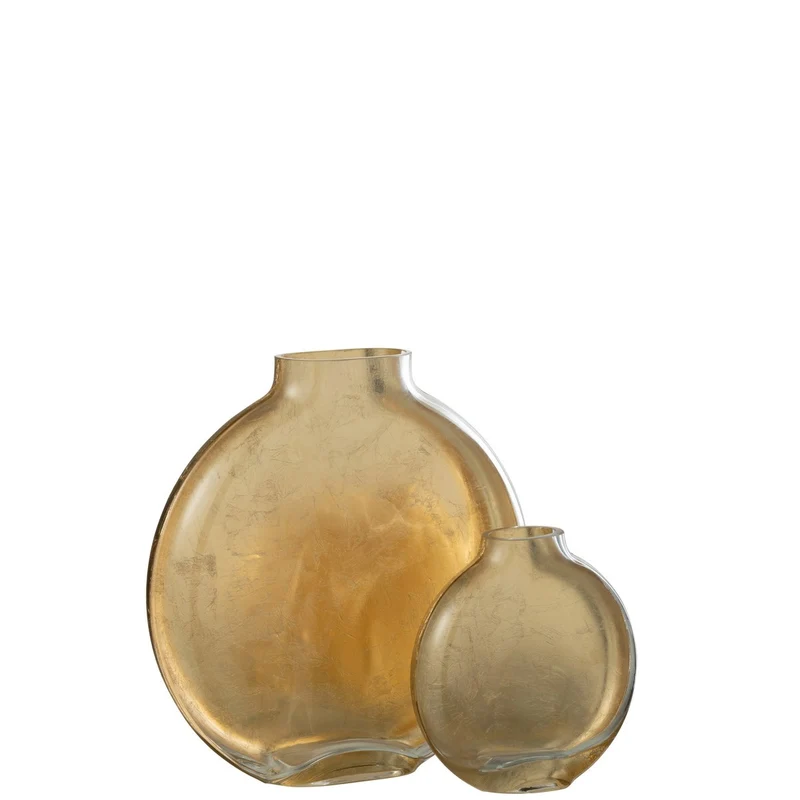 Vase Miki - Glas - transparent/gold - groß