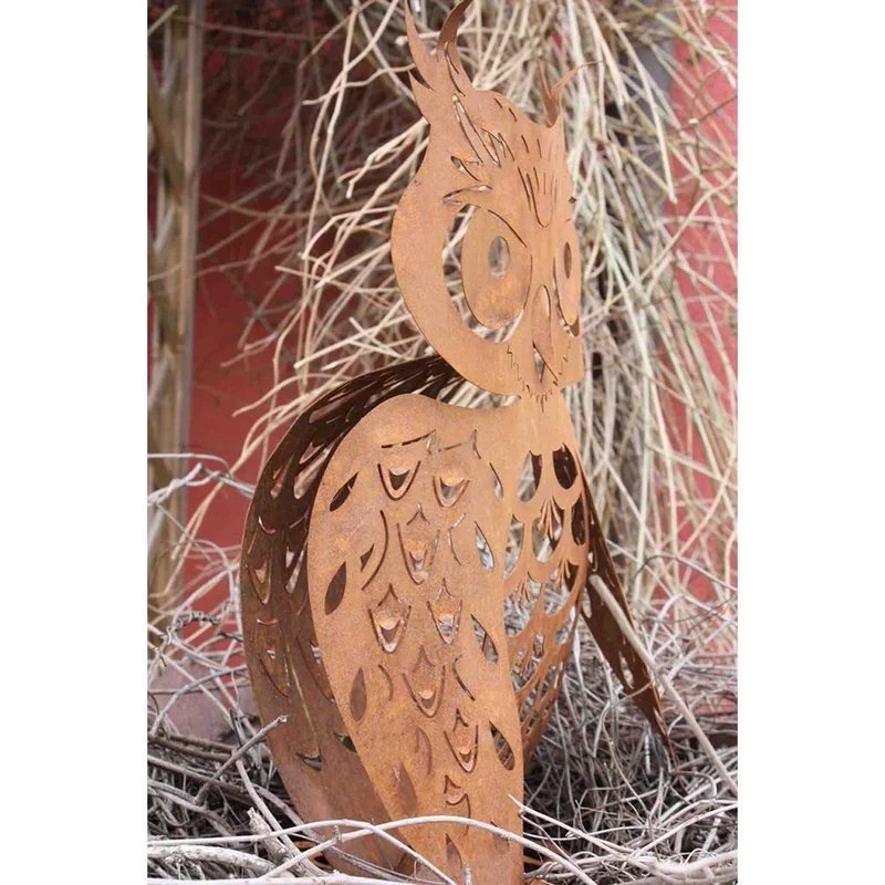 Metall Deko Eule | tierische Rost Gartendeko Figur