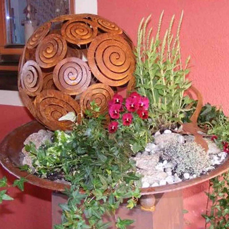 Filigran Dekokugel | Edelrost Gartendeko Kugel