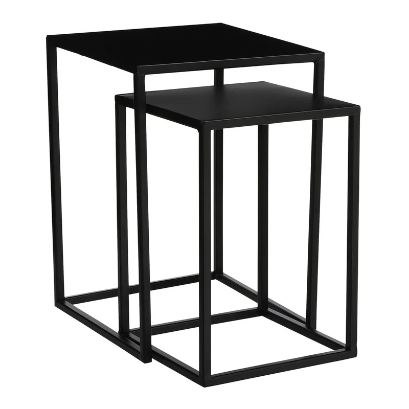 Goa Beistelltisch – 2er-Set – L30 x B30 x H42 cm – Metall – Schwarz