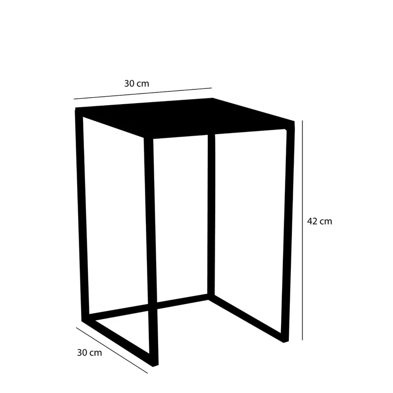 Goa Beistelltisch – 2er-Set – L30 x B30 x H42 cm – Metall – Schwarz