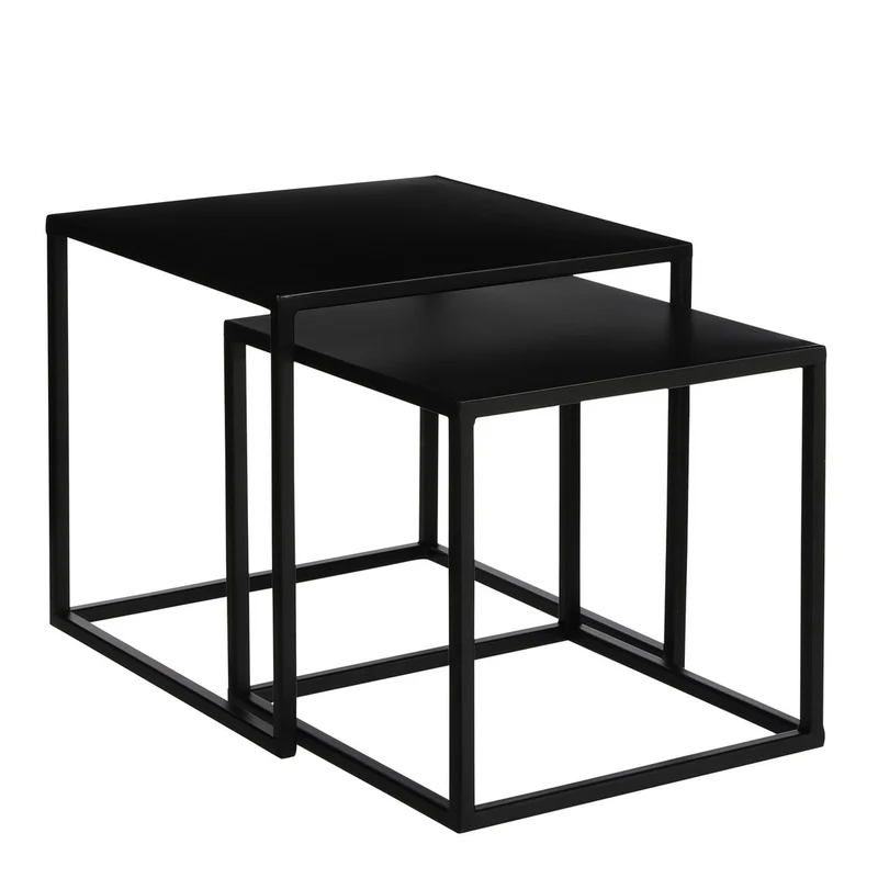 Goa Beistelltisch – 2er-Set – L35 x B35 x H33 cm – Metall – Schwarz