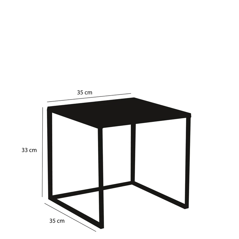 Goa Beistelltisch – 2er-Set – L35 x B35 x H33 cm – Metall – Schwarz
