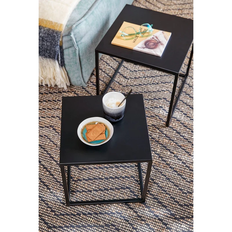 Goa Beistelltisch – 2er-Set – L35 x B35 x H33 cm – Metall – Schwarz